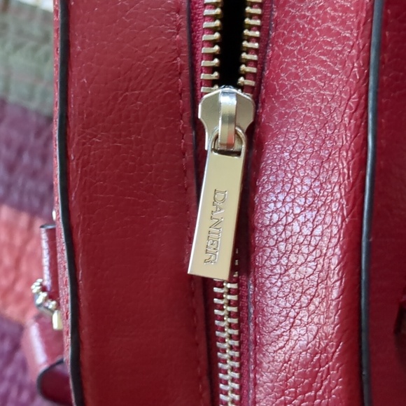 DANIER* lg red soft genuine leather crossbody multi pouch double zippered bag - Picture 8 of 17